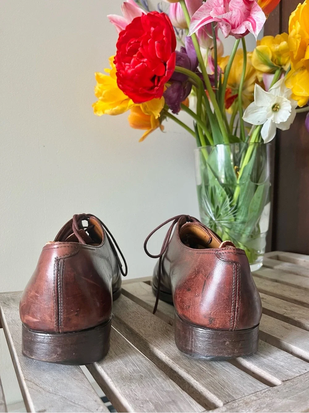 Berluti Paris Venezia Leather Wholecut Derby Shoes Brown Patina Italy